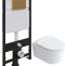 Комплект Унитаз подвесной STWORKI Ноттвиль SETK3104-2616 безободковый, с микролифтом + Система инсталляции для унитазов EWRIKA ProLT 0026-2020 с кнопкой смыва 0043 золото матовое 560108 - 0