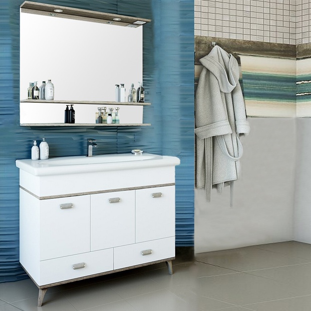 Мебель для ванной Sanflor Бруно 105 белый, орегон, напольная - 0