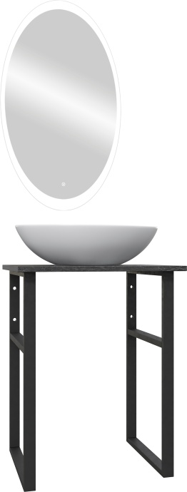 Мебель для ванной DIWO Элиста 60 чёрный мрамор, с раковиной Moduo 55 Leaf подвесная, в стиле лофт (гарнитур, мебель) 554847 - 3