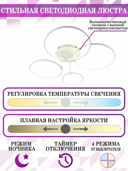 Потолочная люстра Natali Kovaltseva High-Tech Led Lamps HIGH-TECH LED LAMPS 82035 - 4