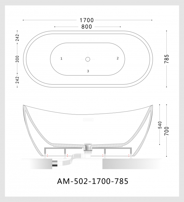 Акриловая ванна ARTMAX AM-502-1700-785 - 2