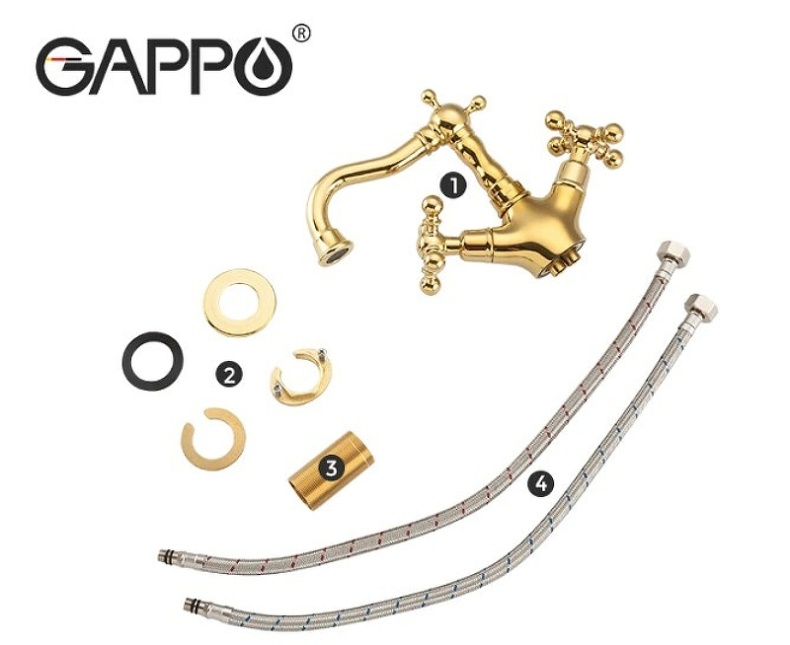 Смеситель для раковины Gappo золото глянцевый G1389-6 - 1