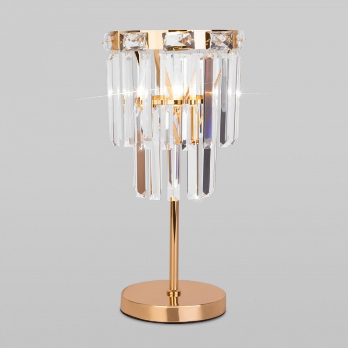 Настольная лампа декоративная Eurosvet Elegante 01136/1 золото/прозрачный хрусталь Strotskis - 0