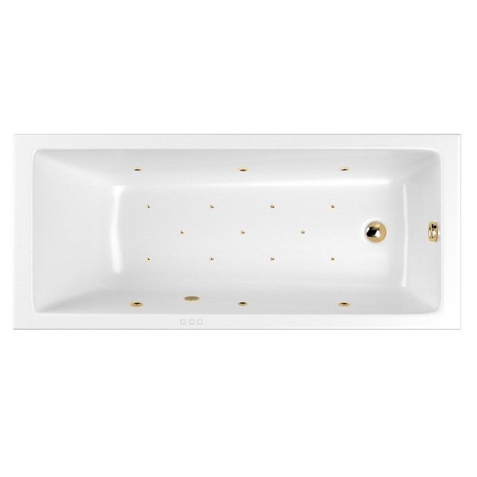 Акриловая ванна Whitecross Wave 170х75 белая золото с гидромассажем 0101.170075.100.RELAX.GL - 0