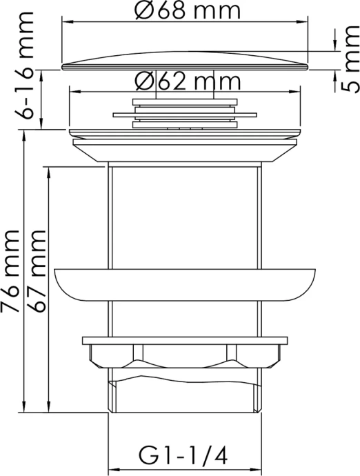 Донный клапан для раковины Wasserkraft черный матовый A245 - 1