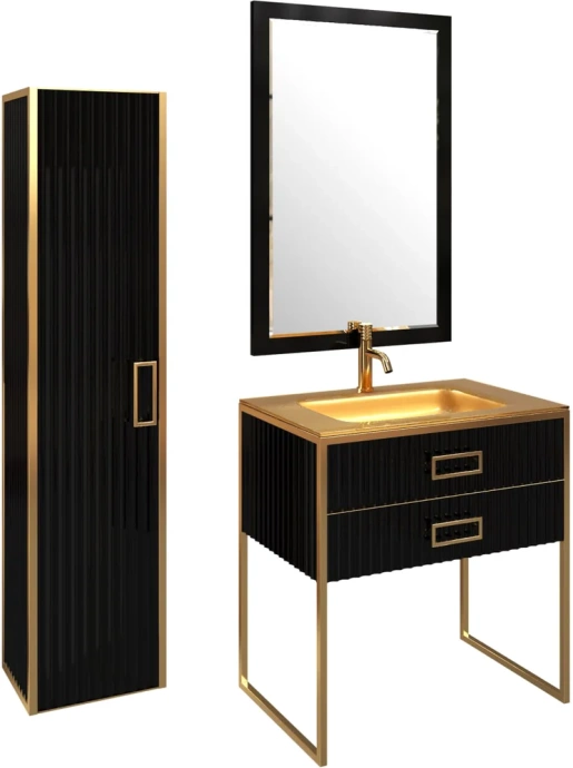 Шкаф-пенал Armadi Art Monaco подвесной черный глянец - золото 868-BG - 1