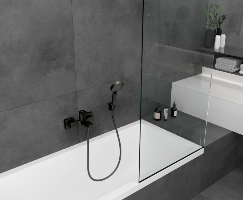 Смеситель Hansgrohe Vernis Shape 71450670 для ванны с душем, черный - 1