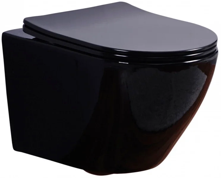 Унитаз подвесной Esbano Azalea с сиденьем микролифт, черный глянцевый  ESUPAZALB - 0